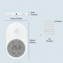 SHYFISH 【双显示】鱼缸壁挂式温度计，外观精美，刷新率高，温度测量精准，经久耐用，摄氏度和华氏度双显示，自由切换，水族爱好者必备。 - 白色 - 查看 9