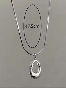 1pc Fashion Versatile Minimalist Hollow Water Drop Titanium Steel Necklace - Silver - View 8