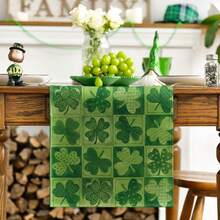 St. Patrick's Day Clover Celtic Knot Tablecloth, Buffalo Plaid Kitchen Dining Table Decor For Home Party - Green - View 10