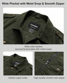 Men's Cotton Lightweight Coats Canvas Field Work Bomber Casual Stylish Fall Spring OuterwearChristmas XG32 - 卡其色 - 查看 10