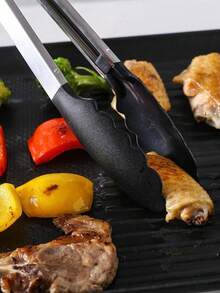 1 pieza Pinzas de acero inoxidable resistentes al calor, adecuadas para carne, ensaladas, pan, barbacoa, bufé, utensilios de cocina, herramienta de cocina esencial, regalo de Navidad - Multicolor - Ver 3