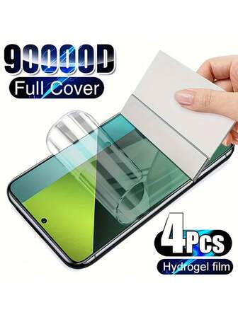 4 paquetes de película de hidrogel de cobertura completa compatible con Xiaomi Redmi Note 14 Pro Plus 13 Pro 5G 4G Note 12 11 11S 10 9 8 Pro 10S 9S 8T 13 Pro+ 14C 13C 12C Mi 11T 11 Lite 5G NE Poco X3, película protectora de pantalla suave HD, anti-arañazos, anti-huellas dactilares, [No es de vidrio]