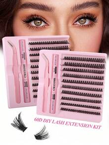 200 cílios postiços em tufos, cílios individuais, curvatura D, 8-16mm, para você mesma criar sua maquiagem dos olhos. Conjunto de cílios postiços à prova d'água 30D+40D+50D+60D+80D+100D, super volumosos, que aumentam o olhar, fáceis de usar para criar uma maquiagem natural. Reutilizáveis, ideais para iniciantes, perfeitos para casamentos, encontros, festas e feriados. Uma ótima opção de presente para o Natal, Halloween e outras datas comemorativas. Inclui cola para cílios e pinça para facilitar a aplicação. - Rosa - Ver 6