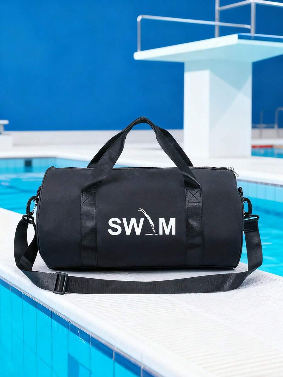 1pc Swimming Printed Fitness Bag, Men's Sports Portable Minimalist Style Swimming Bag, Large Capacity, Ultra-Light Yoga Sports Travel Backpack - Multicolor - View 1