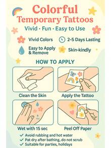 INKARTLINK INKARTINK Cute Cat & Dog Variety Animal Temporary Tattoos, Waterproof & Long-Lasting 2-5 Days, Colorful Water Transfer Tattoo Stickers, Realistic Fake Tattoo, Niche Design Mini Decorative Stickers - Multicolor - View 6