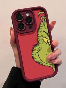 La cara del  con fondo rojo, lista para travesuras. Esta elegante funda es compatible con los modelos  16, 15, 14 Pro Max, 13, 12, 11, XR y XS Plus. Fabricada en silicona TPU, ofrece protección contra golpes y caídas, además de una sensación superior. Es un regalo ideal para familiares, amigos y seres queridos, y una opción perfecta para Navidad. - Burdeos - Ver 1