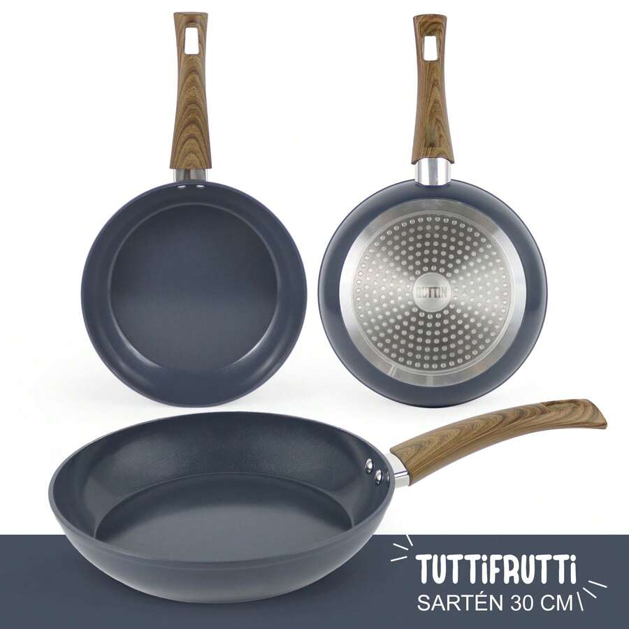 Inde Tuttifrutti 30公分煎鍋，鍛造鋁材質，不沾鍋，軟觸手柄，適用於電磁爐、燃氣爐、陶瓷爐、電爐和鹵素爐，不含PFOA - 免費送貨 ✅ 西班牙大陸地區24/48小時送達 - 30公分 - 查看 1