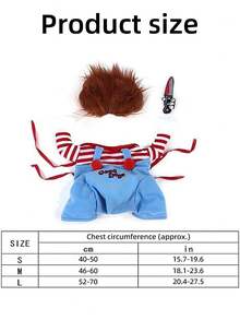 1pc Halloween Scary Doll Pet Costume - Adjustable Dog Cat Cosplay Outfit, Suitable For Small & Medium Pets - Fit For Pet Halloween Party - Dog Group Costume For Trick Or Treat - Horror Theme Pet Roleplay - Dog Costume For Fan Events - Multicolor - View 3