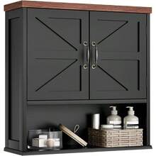 Farmhouse Bathroom Cabinet Wall Mounted Black Medicine Cabinet With Adjustable Shelf Bathroom Cabinet For Living Room Laundry Room - Black - View 1
