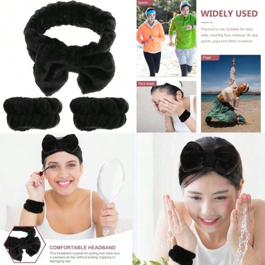 FOMIYES Paños Faciales Para Lavarse La Cara Diadema Diadema De Pelo Microfibra Lavado De Cara Muñequera Fuzzy Mujeres Maquillaje s Toalla De Spa Para El Cabello(default) - Multicolor - Ver 1