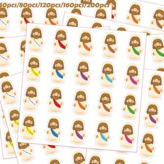 40pcs/80pcs/120pcs/160pcs/200pcs Jesus Christian Quote Stickers, Jesus Bible Verse Stickers For Planner Water Bottle Laptop Journaling, Religious Faith Christian Gifts For Christmas.
