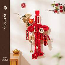 1pc Chinese Knot Decoration Hanging Ornament, Chinese New Year Decor, Red Chinese Knot Tassel Hanging Ornament, Lucky Charm, Door Handle Hanger, Feng Shui Good Luck Pendant, Chinese New Year Party Decoration - Multicolor - View 8