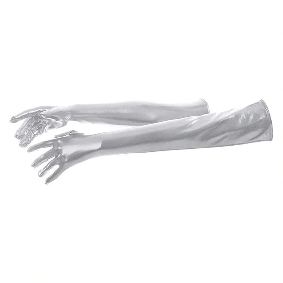 Women's Shiny Metallic Spandex Gloves - Multicolor 335 - View 1