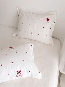 Conjunto de capa de edredom Sweet Heart, branco, 3 peças, incluindo 1 capa de edredom e 2 fronhas, ultramacia, respirável e elegante.