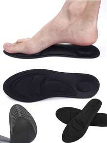 QKC 1双黑色透气鞋垫，带4D按摩功能，舒适缓冲垫，轻薄防滑鞋垫 - 彩色 - 查看 4