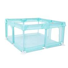 Tienda de campaña pequeña, gateintegrado, valla para aprender a caminar, estera de escalada doméstica para el centro de actividades para niños, Playard grande para bebés para interior y exterior, valla de  para bebés resistente con malla transpirable suave (gris/rosa/verde) - Azul Cadete - Ver 5
