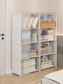 1 Portable Wardrobe, Multifunctional Cube Bookshelf, Wardrobe, 31.5"/15.7" Width, Freestanding Display Rack With Curtains, Book Storage Cabinet For Bedroom And Living Room - White - View 10