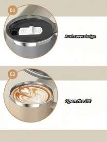 1pc 12oz Stainless Steel Vacuum Insulated Travel Mug With Handle, Double Wall Thermal Coffee Cup With Sliding Lid, Leak-Proof & Spill-Proof Milk/Coffee Cup, Large Capacity Drinkware For Home, School, Office, Camping - Multicolor - View 7