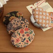 1个高性价比折叠化妆镜，桌面镜，学生宿舍女生便携式桌面家用梳妆台小镜，办公室小镜，双面化妆镜，2倍放大迷你旅行化妆镜，便携钱包镜，可折叠，手持，旅行和个人护理必备 - 彩色 - 查看 9