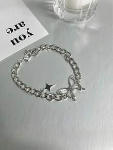 银色蝴蝶后视镜挂饰 - 优雅的汽车后视镜或方向盘装饰 - 可爱独特的汽车装饰，适合女性、青少年和汽车爱好者 - 蝴蝶 - 查看 8