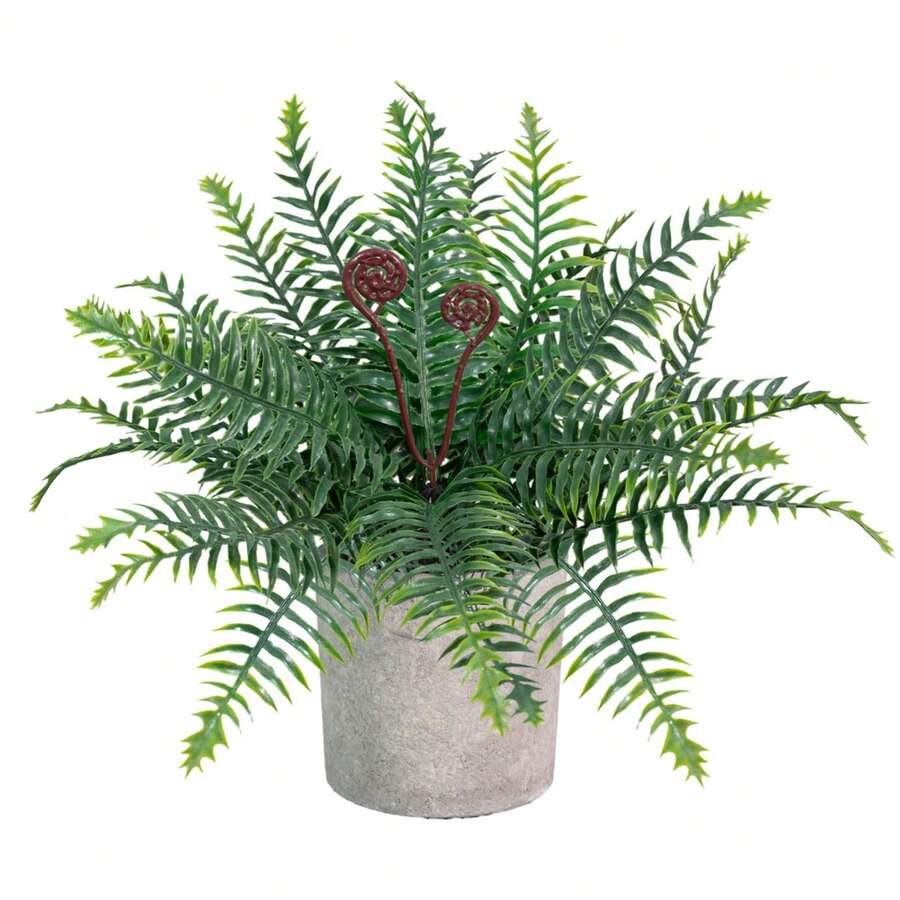 1 Pot 13.8 Inch Artificial Boston Fern Plant - Fake Potted Plant, Artificial Green Plant, Suitable For Indoor Home, Office, Dining Table, Farmhouse, Bathroom, Yard, Garden Decor, And Gifts - Green - View 1