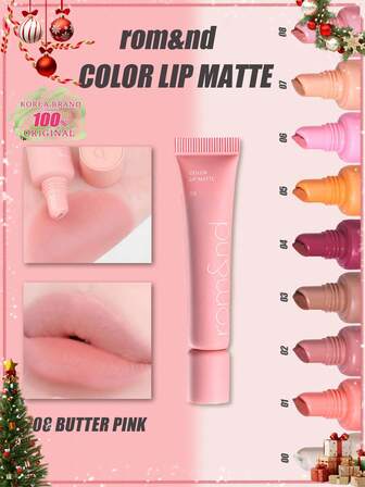 Rom&nd Romand Matte Lipstick 08 Creamy Pink, Lightweight Mousse Texture, Gradient Iridescent, Non-Sticky Mirror Finish, Warm Tone Brightens Complexion, 12-Hour Wear, Easy To Layer, Hyaluronic Acid Soft Focus Care, Portable Romantic Lipstick, Instantly Brightens In The Office, Soft Focus Camera-Ready, Korean Makeup, 8g/0.28oz