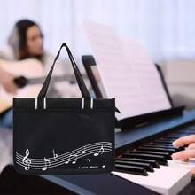 1pc Music Note Sheet Music Bag, Large Capacity Waterproof Sheet Music Bag For Students, Shoulder Handbag For Music Class, Sheet Music Bag, Music Student Backpack, Music Learning Travel, Universal Music Note Bag, Music Supplies Storage, Music Accessories, Music Backpack, Music Gift, Portable Minimalist Design, Suitable For Piano Practice, Travel, Concerts, Daily Use - Ideal Gift For Musicians And Music Lovers
