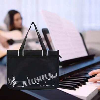 1pc Music Note Sheet Music Bag, Large Capacity Waterproof Sheet Music Bag For Students, Shoulder Handbag For Music Class, Sheet Music Bag, Music Student Backpack, Music Learning Travel, Universal Music Note Bag, Music Supplies Storage, Music Accessories, Music Backpack, Music Gift, Portable Minimalist Design, Suitable For Piano Practice, Travel, Concerts, Daily Use - Ideal Gift For Musicians And Music Lovers