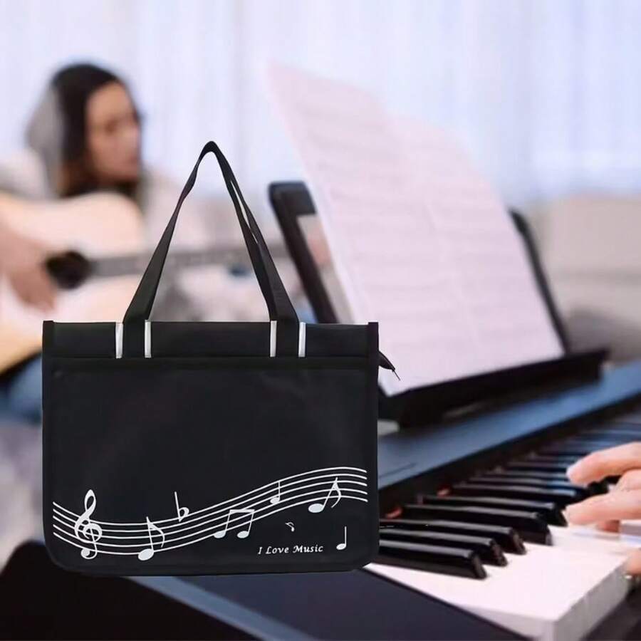 1pc Music Note Sheet Music Bag, Large Capacity Waterproof Sheet Music Bag For Students, Shoulder Handbag For Music Class, Sheet Music Bag, Music Student Backpack, Music Learning Travel, Universal Music Note Bag, Music Supplies Storage, Music Accessories, Music Backpack, Music Gift, Portable Minimalist Design, Suitable For Piano Practice, Travel, Concerts, Daily Use - Ideal Gift For Musicians And Music Lovers