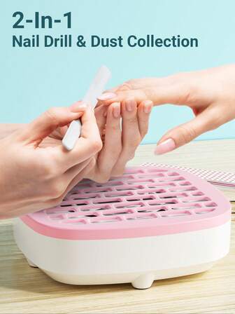 Nail Duster Collector, Nail Dust Collector For Acrylic Nails, Nail Dust Fan Nail Cleaner For Manicure - Nail Vacuum Cleaner Powerful Dust Extractor Low Noise,Gel Nails Polishing Salon Home Use,Pink