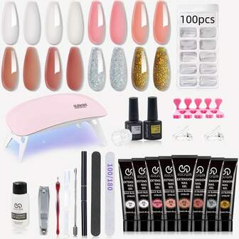 8 Color Nail Extension Gel Kit - Beginner'S Easy Salon Nail Construction Gel For Nail Enhancement And Art Design, Perfect For DIY Nails At Home - A Gift For Girls' Nails