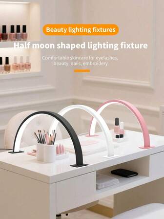 1pc 3-Color Nail Lamp, LED Crescent Nail Lamp With Portable Button Switch, For Desk, Eye Protection, Nail Art, Eyelash, Suitable For Ramadan, Mother's Day, Father's Day, Back To School, Can Be Used As Holiday Gift, Birthday Gift, Housewarming Gift, Wedding Gift