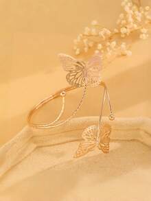 1 件铁合金双头珐琅彩花可打开手镯，简约时尚优雅，适合母亲节礼物、派对和日常佩戴 - 花朵臂手鐲 - 查看 5