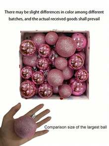 44 quả cầu trang trí Giáng sinh, đồ trang trí cây thông Noel, quả cầu nhựa treo chống vỡ, thích hợp cho cây thông Noel, ngày lễ, tiệc cưới, trang trí cửa sổ Giáng sinh, sinh nhật, ngày Valentine, lễ Phục sinh, nhà cửa, trang trí tường văn phòng, bộ trang trí cây thông Noel hoàn chỉnh, tạo không khí lễ hội - Quà tặng Giáng sinh, Kích thước: 7/6/5/4/3cm (2.8/2.4/1.9/1.6/1.2 inch) - Hồng - Xem 11