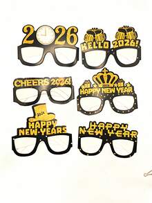 2026 新年派对装饰，跨年晚会学校派对用品，趣味拍照道具眼镜，纸质眼镜