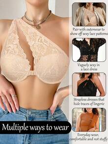 Temptuelle Peach Girl 女士性感蕾丝钢圈文胸 - 前扣式，舒适提拉，可搭配服装和内衣 - 米色 - 查看 11