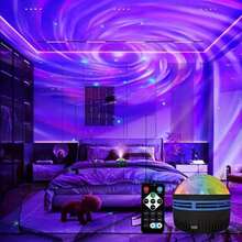 1个LED北极光灯，星空氛围灯，多种颜色模式，部分带遥控器，银河星空投影灯，卧室夜灯投影灯，家庭影院，吸顶灯，礼品装饰，节日礼物，露营，婚礼装饰，浪漫氛围灯，房间装饰，情人节礼物 - 彩色 - 查看 2