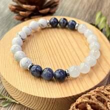 YAUKIA Natural Stone Calming Bracelet 8mm Howlite,White Jade And Blue-Veins Stone Bead Bracelet Yoga Meditation Spiritual Healing Jewelry Gift For Women And Men - Multicolor - View 2