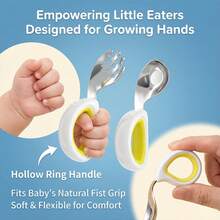 幼儿餐具，316不锈钢儿童勺叉套装，带硅胶手柄，儿童叉勺，可放入洗碗机清洗