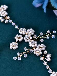 1 tiara de noiva elegante feita à mão com pérolas, acessório de cabelo moderno ideal para casamentos, festas, celebrações e Dia dos Namorados.