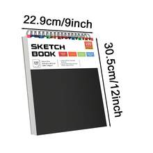 9英寸×12英寸素描本，50/100页，顶部螺旋装订，无酸素描本，68磅/100克/平方米，适用于绘画、素描、写作，艺术家素描本 - 彩色 - 查看 3