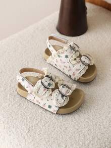 1 Pair Girls' Open Toe Fashionable Princess Shoes, Soft Bottom Beach Sandals, Soft Sole Toddler Baby Shoes