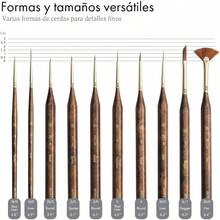 Artify - Pinceles de pintura con detalle extremo pinceles en miniatura para modelos 10 piezas de mini pinceles pequeños para pintar con un bolso pinceles en miniatura para detalles finos - mbardorado - Ver 2