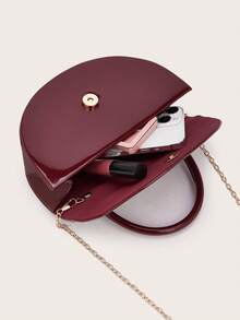 Túi xách nữ bằng da bóng sang trọng, kiểu dáng tối giản, túi cầm tay có dây xích, nhẹ nhàng, thích hợp cho tiệc tùng/buổi tối, món quà sinh nhật hoàn hảo cho bạn gái, phù hợp cho tiệc tùng, đám cưới, dạ hội, các dịp trang trọng, có thể kết hợp với váy dự tiệc, váy dạ hội và váy đính sequin. - Màu Đỏ Sâu - Xem 7
