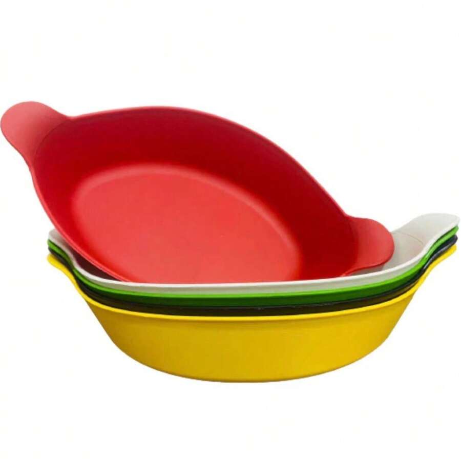 Set Of 10 Matte Plastic Boat-Shaped Appetizer Dishes (600ml) For Snack Bars And Restaurants - Multicolor - View 1