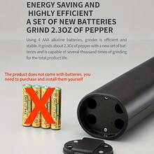 2pcs Electric Salt And Pepper Grinder Set, Adjustable Coarseness, Automatic Salt And Pepper Grinder With Base, Reusable, One-Handed Operation, Pepper Grinder Refillable, Suitable For Kitchen, Camping, BBQ, Kitchen Gadget, Kitchen Accessories, Electronic Spice Grinder With Decorative Base - Black - View 11