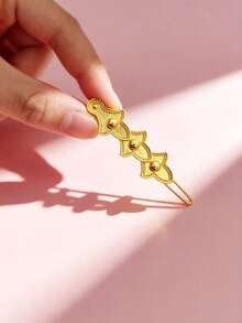 1 Pair Small Size Carved Metallic Gold-Plated Hair Clips For Women, Suitable For Middle Eastern Ramadan, Daily, Festival, Wedding, Party Wear, Jewelry Accessory, New Year Gift