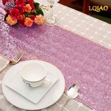 Table Runner Pink Gold - LQIAO GLITZY SEQUINS TABLE RUNNER- Sparking Wedding Table Runners for Party Birthday Wedding Banquet Christmas Decoration 30x180cm (Pink Gold) - Ororosa - Ver 2