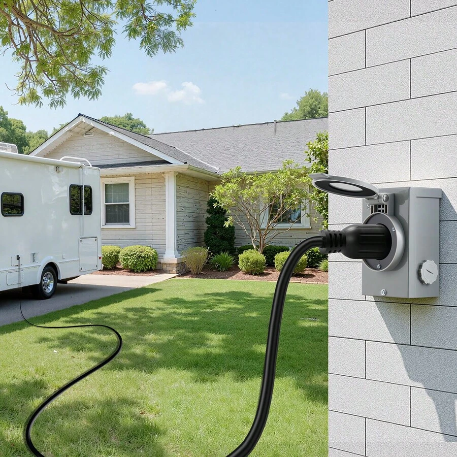 30 Amp Generator Cord And Power Inlet Box, 15 FT, 125/250V NEMA L14-30P To L14-30R Heavy Duty Extension Power Cord, SJTW 10 Gauge 7500W, Pre-Drilled Inlet Box, For Generator To House, ETL Listed - 15ft 30A - View 1