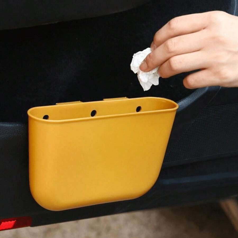 1pc Compact And Straightforward Vehicle Waste Bin For Interior Use, Innovative Automotive Accessory, Mounted Trash Container, Car Storage Solution. - Garbage Can - View 1